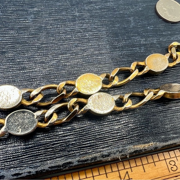 Vintage gold necklace colorful glass cabochons 19” statement jewelry - Picture 7 of 8